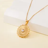 Simple Style Water Droplets Heart Shape Flower Titanium Steel Plating Women's Pendant Necklace sku image 10