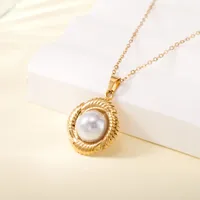 Simple Style Water Droplets Heart Shape Flower Titanium Steel Plating Women's Pendant Necklace sku image 5