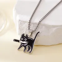 Retro Classic Style Geometric Cat Titanium Steel Plating Unisex Pendant Necklace sku image 2