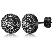 1 Piece Retro Animal Letter Carving 304 Stainless Steel Ear Studs main image 1