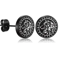1 Piece Retro Animal Letter Carving 304 Stainless Steel Ear Studs main image 2