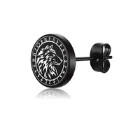 1 Piece Retro Animal Letter Carving 304 Stainless Steel Ear Studs sku image 1