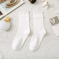 Women's JK Wind Solid Color 60.2 Cotton Crew Socks A Pair sku image 3
