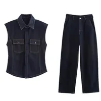 Holiday Banquet Travel Women's Casual Simple Style Streetwear Solid Color Polyester Denim Pant Co-ord Set Shorts Sets main image 2