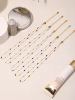 Casual Solid Color 304 Stainless Steel Natural Stone Beaded 18K Gold Plated Women's Necklace main image 8