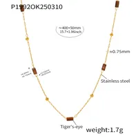 Casual Solid Color 304 Stainless Steel Natural Stone Beaded 18K Gold Plated Women's Necklace main image 2