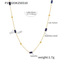 Casual Solid Color 304 Stainless Steel Natural Stone Beaded 18K Gold Plated Women's Necklace sku image 2
