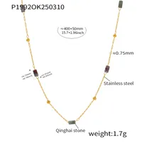 Casual Solid Color 304 Stainless Steel Natural Stone Beaded 18K Gold Plated Women's Necklace sku image 3