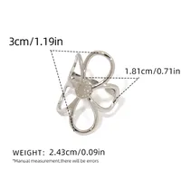 Wholesale Jewelry Retro Flower 304 Stainless Steel 18K Gold Plated Open Rings sku image 2
