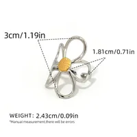 Wholesale Jewelry Retro Flower 304 Stainless Steel 18K Gold Plated Open Rings sku image 3