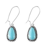 1 Pair Retro Water Droplets Alloy Turquoise Drop Earrings main image 6