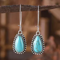 1 Pair Retro Water Droplets Alloy Turquoise Drop Earrings main image 1