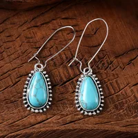 1 Pair Retro Water Droplets Alloy Turquoise Drop Earrings main image 4