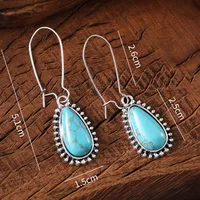 1 Pair Retro Water Droplets Alloy Turquoise Drop Earrings main image 2