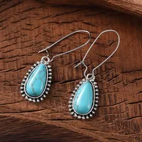 1 Pair Retro Water Droplets Alloy Turquoise Drop Earrings main image 5