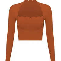 Lady Streetwear Solid Color Chemical Fiber Blending Spandex Scalloped Neckline Active Tops Vest Leggings main image 4