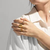 Vintage Style Color Block Titanium Steel Enamel Women's Open Rings main image 3