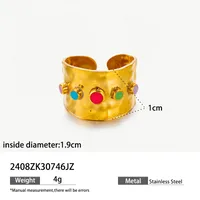 Vintage Style Color Block Titanium Steel Enamel Women's Open Rings sku image 1