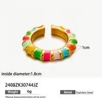 Vintage Style Color Block Titanium Steel Enamel Women's Open Rings sku image 3