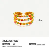 Vintage Style Color Block Titanium Steel Enamel Women's Open Rings sku image 2