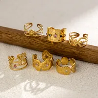Retro French Style Geometric 304 Stainless Steel Plating 18K Gold Plated Women's Open Rings main image 1