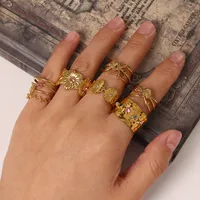 Retro French Style Geometric 304 Stainless Steel Plating 18K Gold Plated Women's Open Rings main image 3