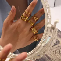 Retro French Style Geometric 304 Stainless Steel Plating 18K Gold Plated Women's Open Rings main image 4