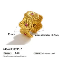 Retro French Style Geometric 304 Stainless Steel Plating 18K Gold Plated Women's Open Rings sku image 1