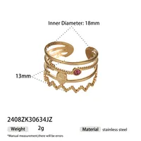 Retro French Style Geometric 304 Stainless Steel Plating 18K Gold Plated Women's Open Rings sku image 3