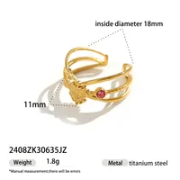 Retro French Style Geometric 304 Stainless Steel Plating 18K Gold Plated Women's Open Rings sku image 4