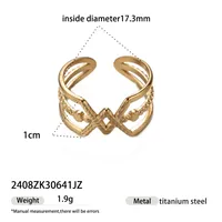Retro French Style Geometric 304 Stainless Steel Plating 18K Gold Plated Women's Open Rings sku image 2