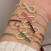 Simple Style Infinity Copper Plating Inlay Zircon 18K Gold Plated Women's Bracelets main image 1