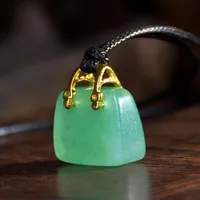 Retro Classic Style Bag Alloy Natural Stone Women's Pendant Necklace sku image 3