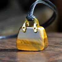 Retro Classic Style Bag Alloy Natural Stone Women's Pendant Necklace sku image 5