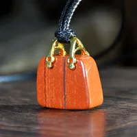 Retro Classic Style Bag Alloy Natural Stone Women's Pendant Necklace sku image 6