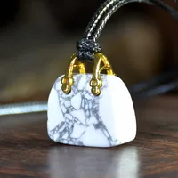 Retro Classic Style Bag Alloy Natural Stone Women's Pendant Necklace sku image 7
