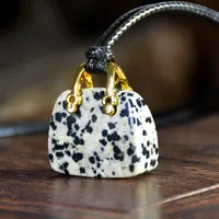 Retro Classic Style Bag Alloy Natural Stone Women's Pendant Necklace sku image 8