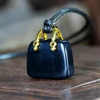 Retro Classic Style Bag Alloy Natural Stone Women's Pendant Necklace sku image 9