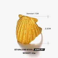 Elegant Modern Style Cherry Shell 304 Stainless Steel Plating 18K Gold Plated Women's Charm Rings Open Rings Rings main image 3