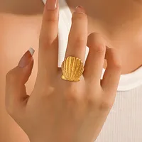 Elegant Modern Style Cherry Shell 304 Stainless Steel Plating 18K Gold Plated Women's Charm Rings Open Rings Rings main image 1