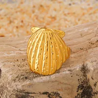 Elegant Modern Style Cherry Shell 304 Stainless Steel Plating 18K Gold Plated Women's Charm Rings Open Rings Rings main image 7