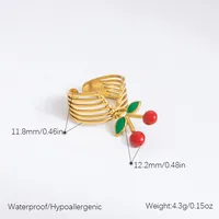 Elegant Modern Style Cherry Shell 304 Stainless Steel Plating 18K Gold Plated Women's Charm Rings Open Rings Rings sku image 38