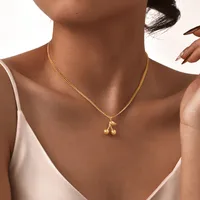 Wholesale Jewelry Sweet Cherry 304 Stainless Steel 18K Gold Plated Necklace Grinding Chain main image 1