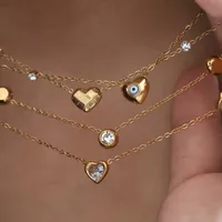 Retro Classic Style Heart Shape Eye 304 Stainless Steel Titanium Steel Plating Zircon 18K Gold Plated Women's Pendant Necklace main image 4