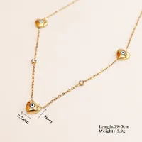 Retro Classic Style Heart Shape Eye 304 Stainless Steel Titanium Steel Plating Zircon 18K Gold Plated Women's Pendant Necklace sku image 2
