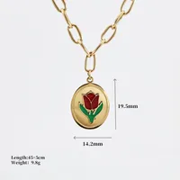 Retro Classic Style Rose Flower Tulips 304 Stainless Steel Plating 18K Gold Plated Unisex Pendant Necklace sku image 1