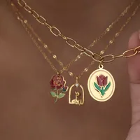 Retro Classic Style Rose Flower Tulips 304 Stainless Steel Plating 18K Gold Plated Unisex Pendant Necklace main image 2