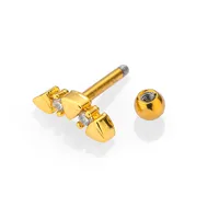 1 Piece Casual Simple Style Heart Shape Butterfly 316L Stainless Steel  Zircon 14K Gold Plated Cartilage Earrings main image 3
