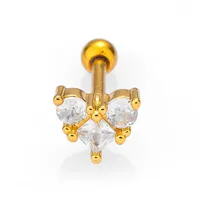 1 Piece Casual Simple Style Heart Shape Butterfly 316L Stainless Steel  Zircon 14K Gold Plated Cartilage Earrings main image 4