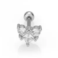 1 Piece Casual Simple Style Heart Shape Butterfly 316L Stainless Steel  Zircon 14K Gold Plated Cartilage Earrings sku image 2